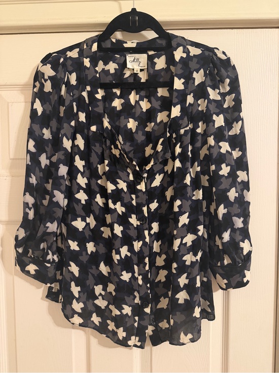 Milly Tops - Milly of New York bird pattern blouse - 100% silk